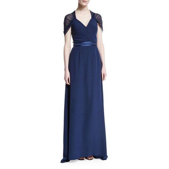 Kay Unger New York Short-Sleeve Butterfly-Back Gow